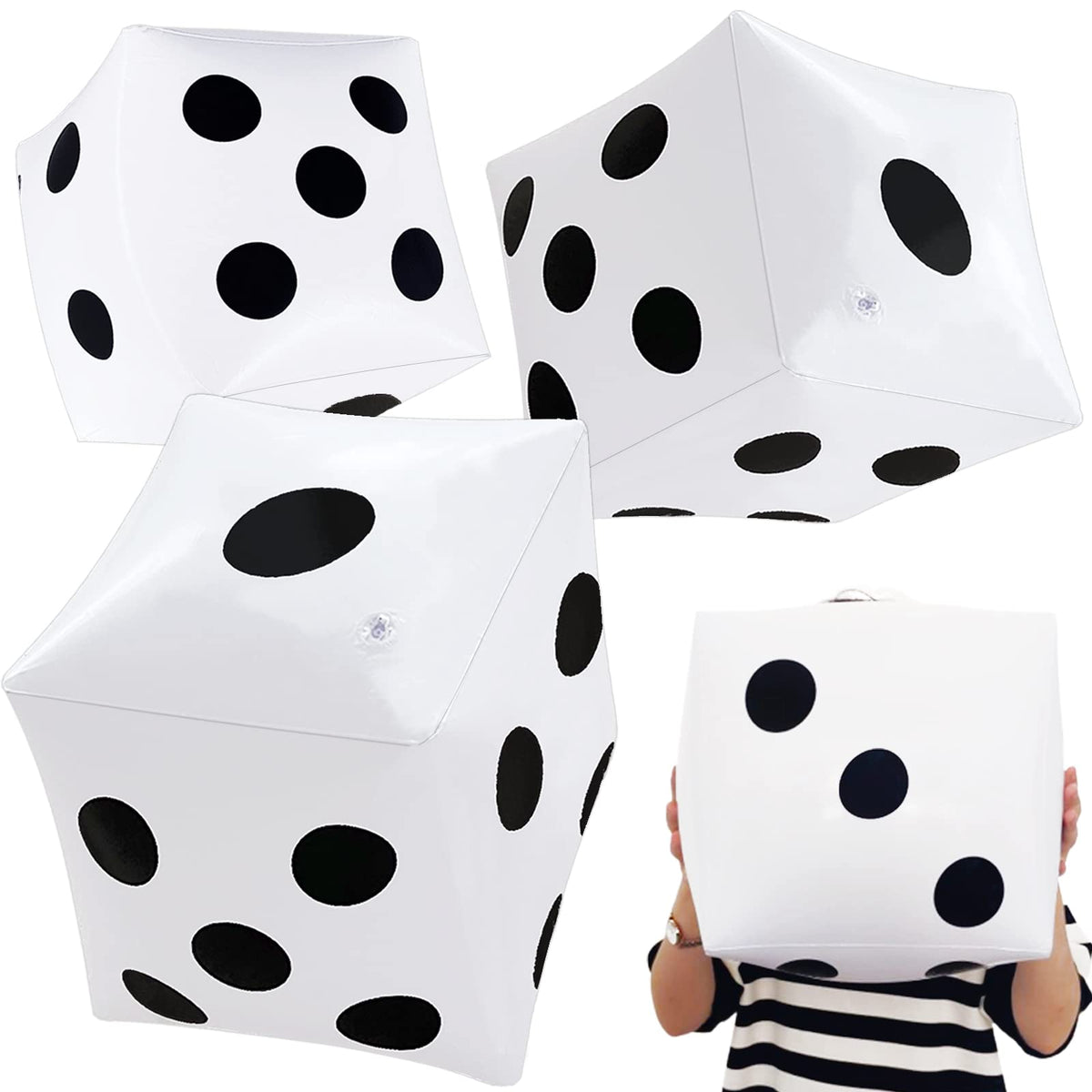 Dshengoo 3-Pack 13-Inch Jumbo Inflatable Dice – Giant Indoor/Outdoor Party Dice