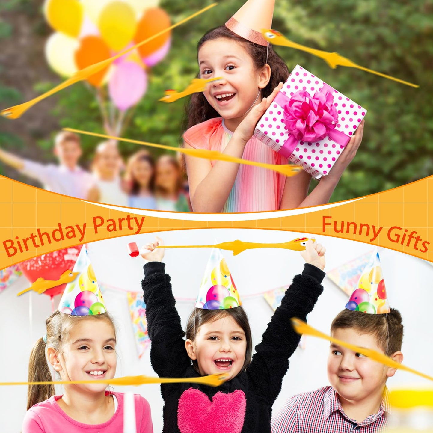 Dshengoo 30-Pack Finger Slingshot Chick — Stretchy Flying Party Favors