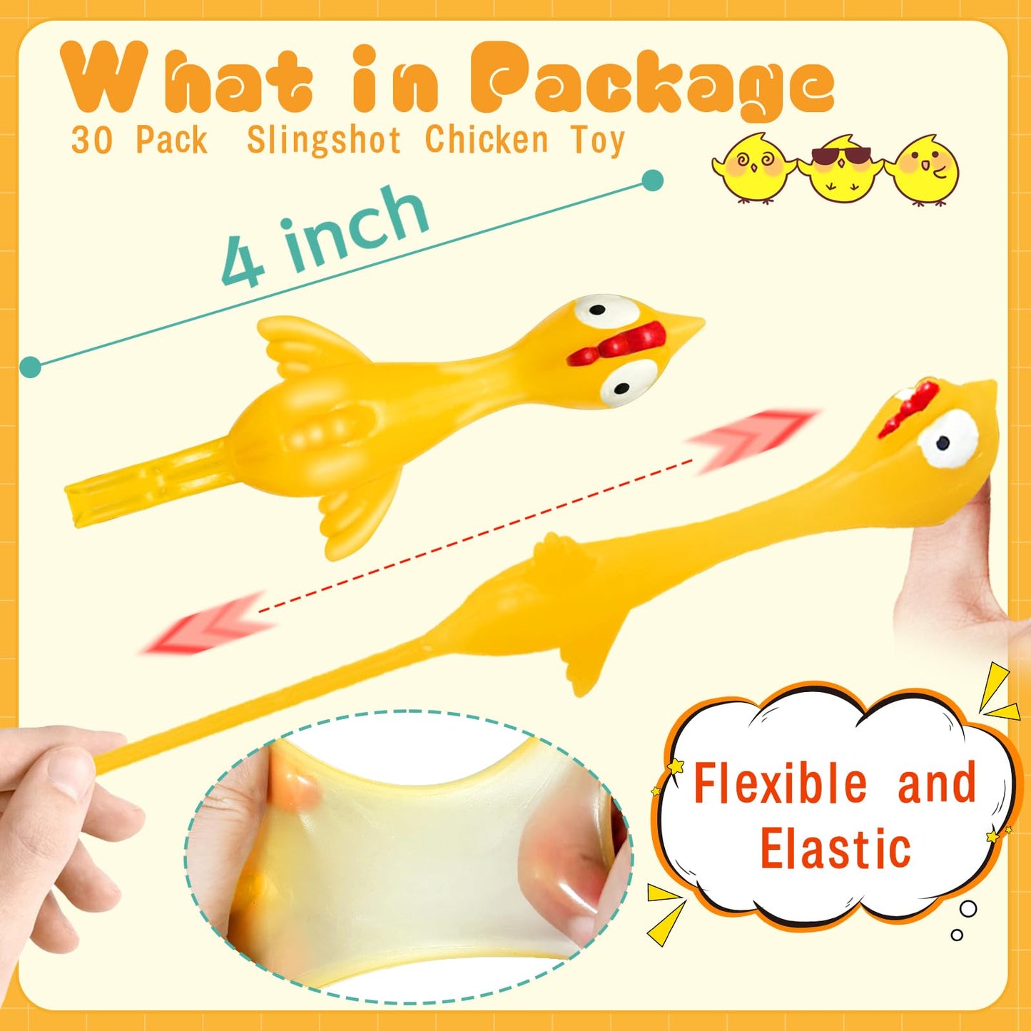 Dshengoo 30-Pack Finger Slingshot Chick — Stretchy Flying Party Favors