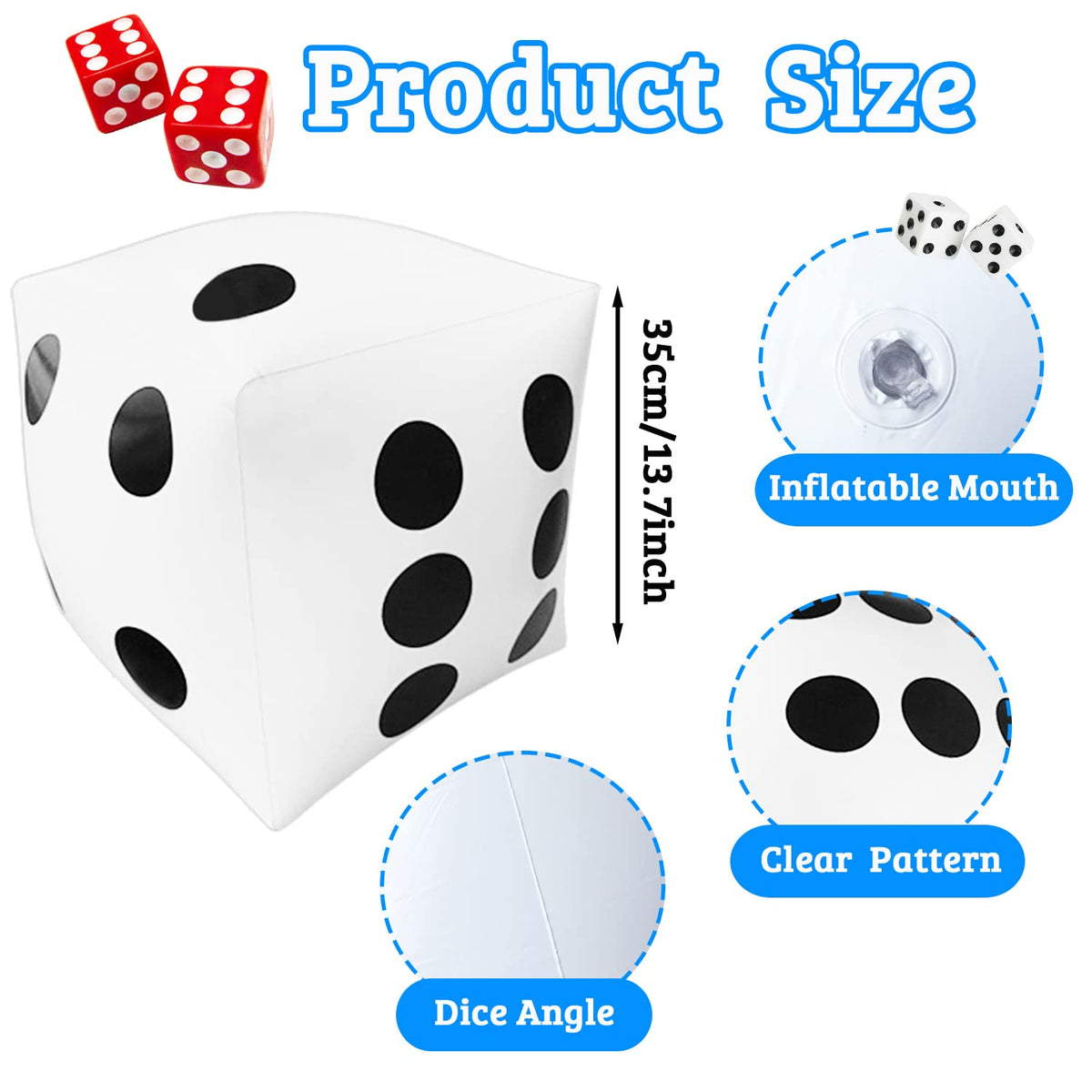 Dshengoo 3-Pack 13-Inch Jumbo Inflatable Dice – Giant Indoor/Outdoor Party Dice