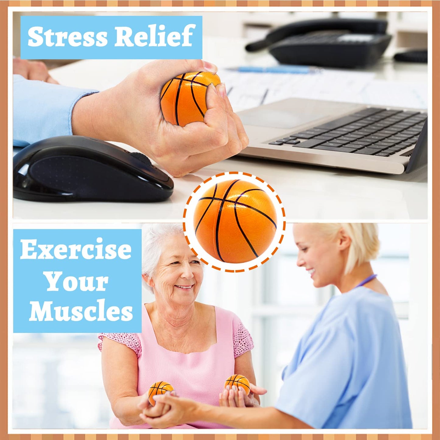 Dshengoo 24-Pack Mini 2.5-Inch Basketball Stress Balls – Foam Squeeze Toys for Parties, Rewards & Gifts