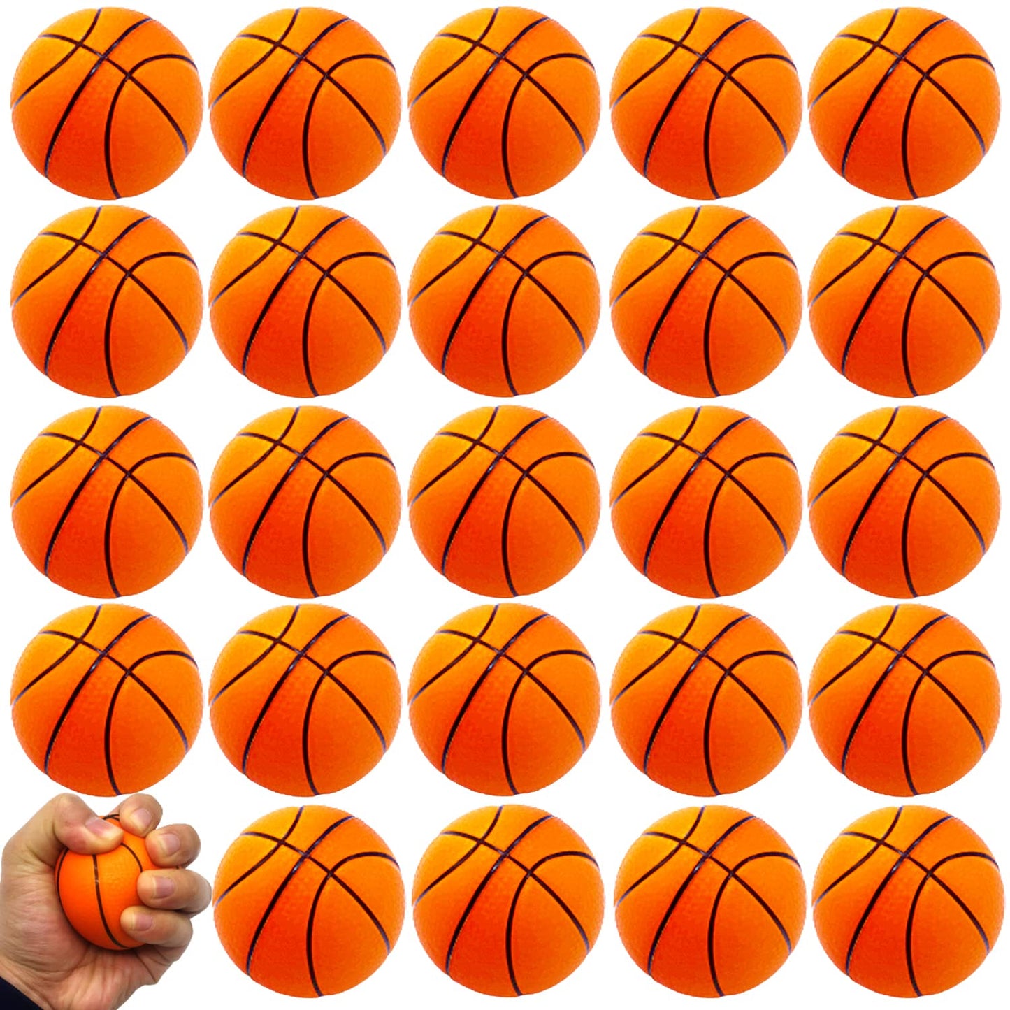 Dshengoo 24-Pack Mini 2.5-Inch Basketball Stress Balls – Foam Squeeze Toys for Parties, Rewards & Gifts