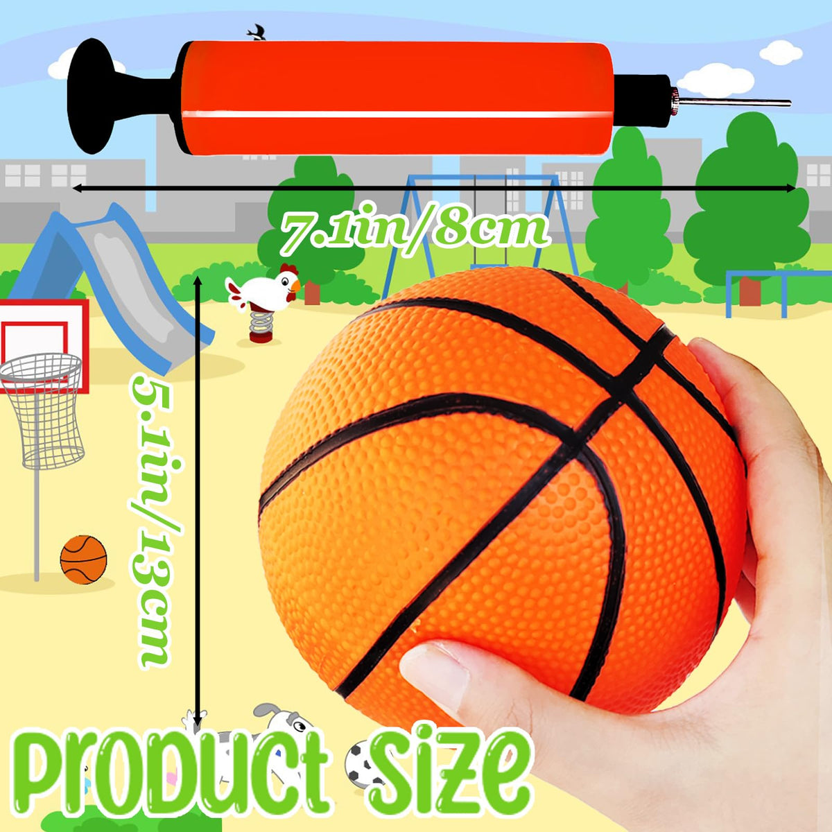 Dshengoo 6Pcs 5-Inch Mini Inflatable Basketballs with Pump | Colorful Rubber Balls for Kids