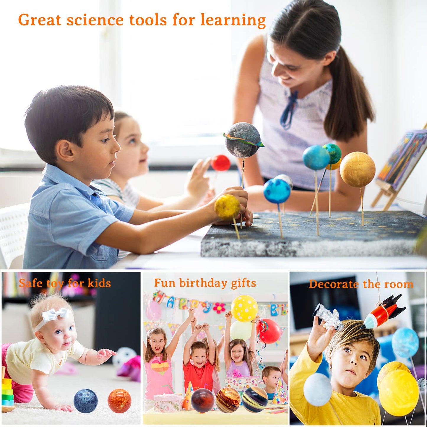 Dshengoo 10P Solar System Stress Balls – Educational Planet Toys