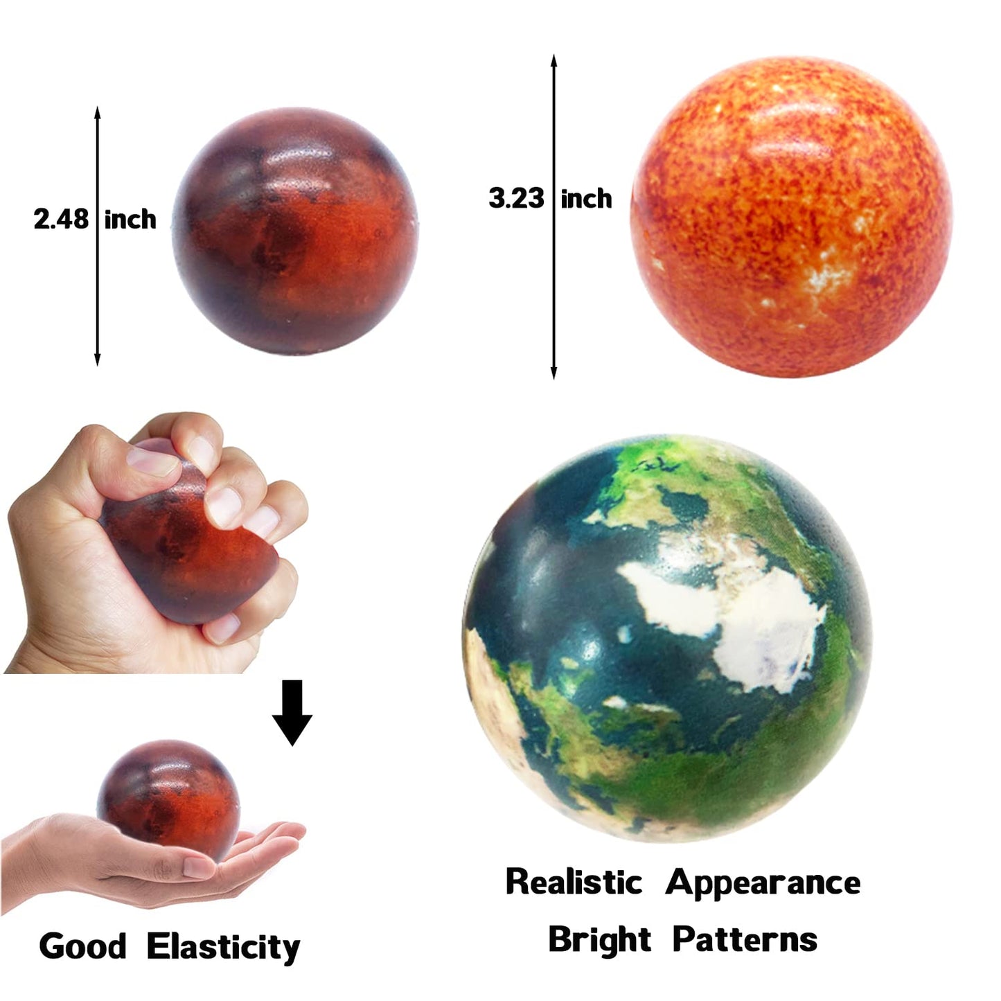 Dshengoo 10P Solar System Stress Balls – Educational Planet Toys