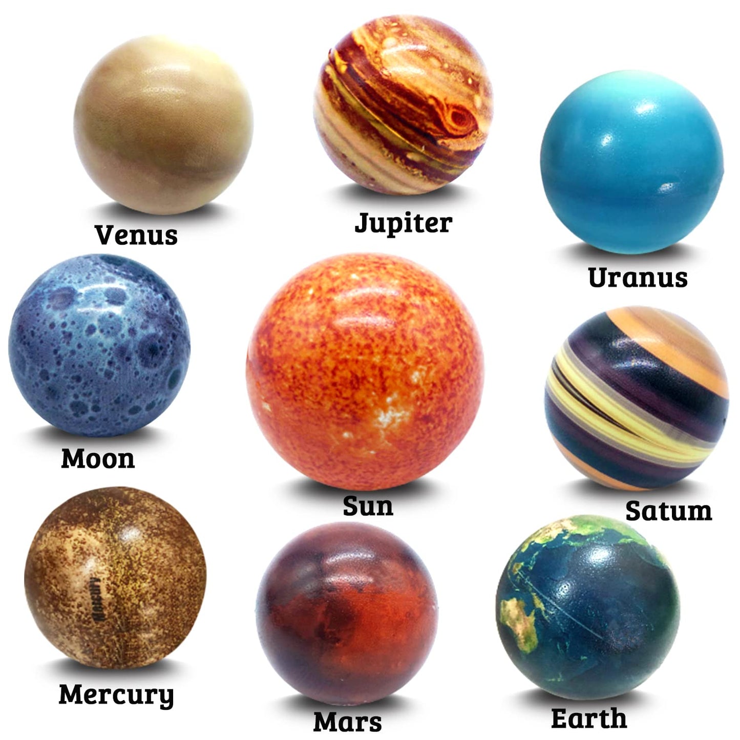 Dshengoo 10P Solar System Stress Balls – Educational Planet Toys