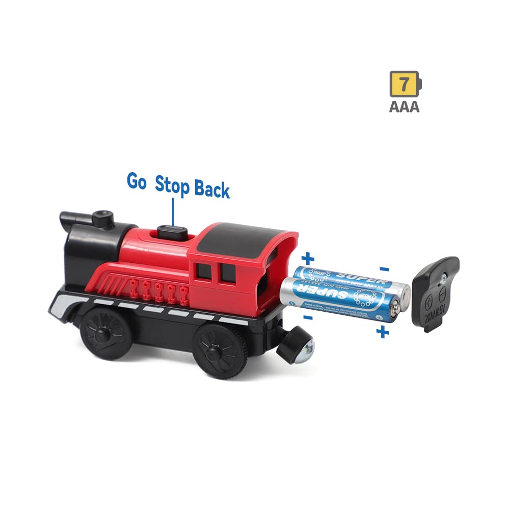 DSHMIXIA Battery-Operated Cargo Train with Magnetic Couplings – Wooden Track Set (3-5 Years)