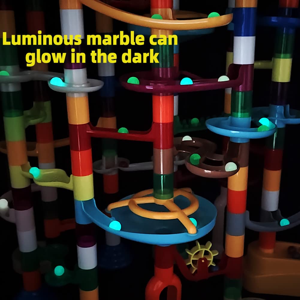 DSHMIXIA Marble Run Track with Glowing Marbles — STEM Building Toy for Kids Aged 3-10