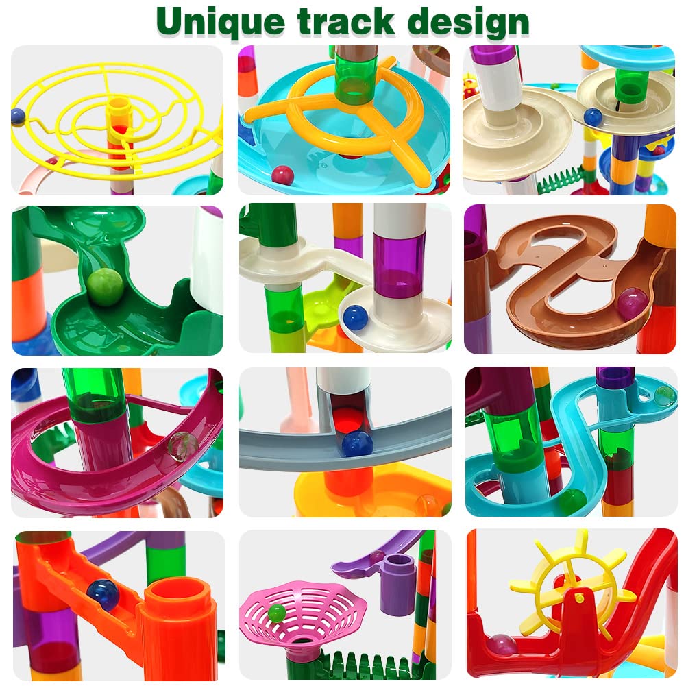 DSHMIXIA Marble Run Track with Glowing Marbles — STEM Building Toy for Kids Aged 3-10