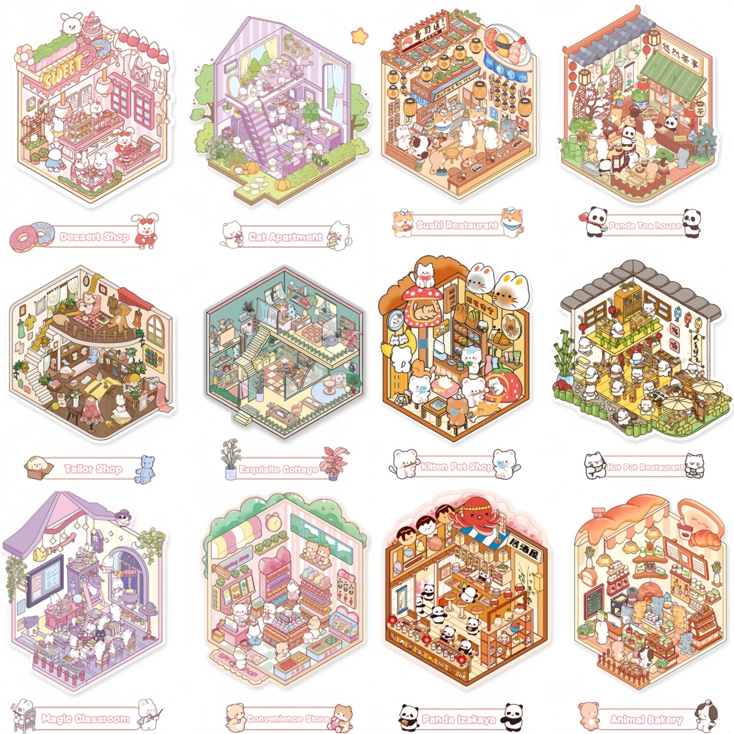 DSNJPZX 3D Sticker Scene Collection Book – Reusable Stickers for Kids & Adults