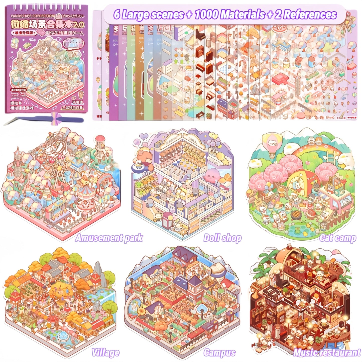 DSNJPZX DIY 3D Scene Stickers Set – Miniature Diorama Kit for Adults