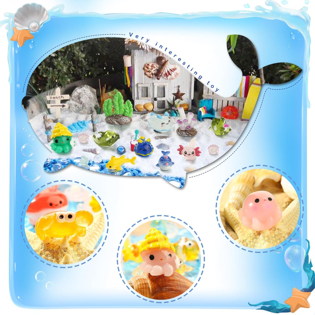 dsooldre 48pcs Mini Ocean Resin Animals for Aquariums and Fairy Gardens