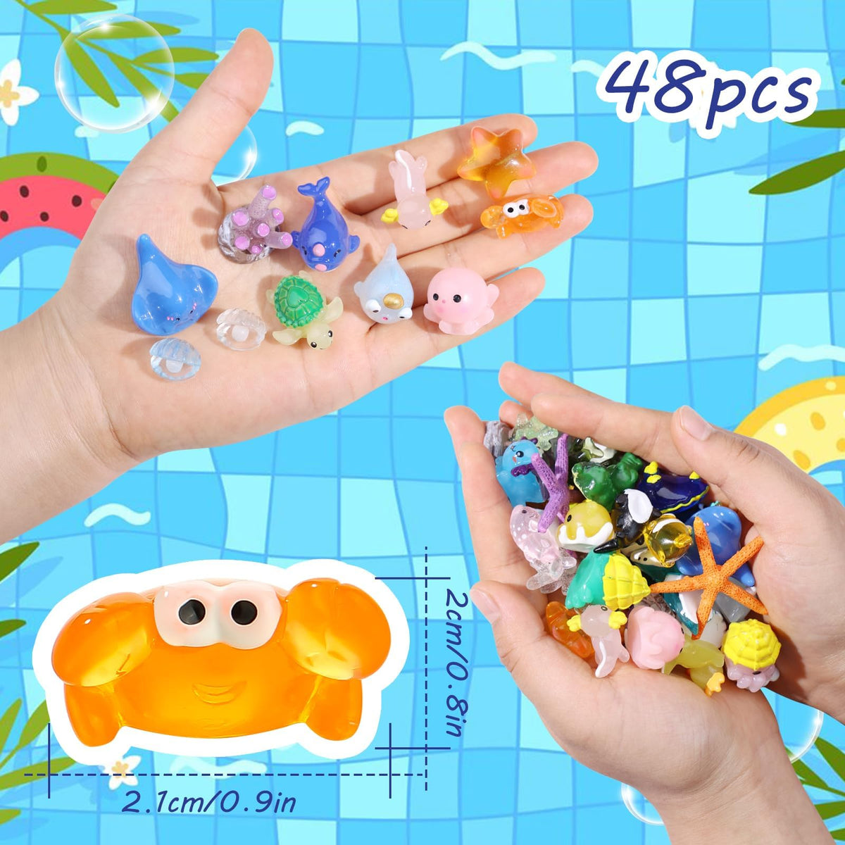 dsooldre 48pcs Mini Ocean Resin Animals for Aquariums and Fairy Gardens