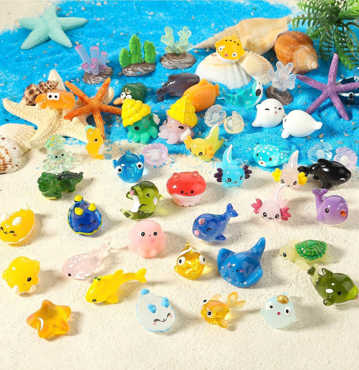 dsooldre 48pcs Mini Ocean Resin Animals for Aquariums and Fairy Gardens