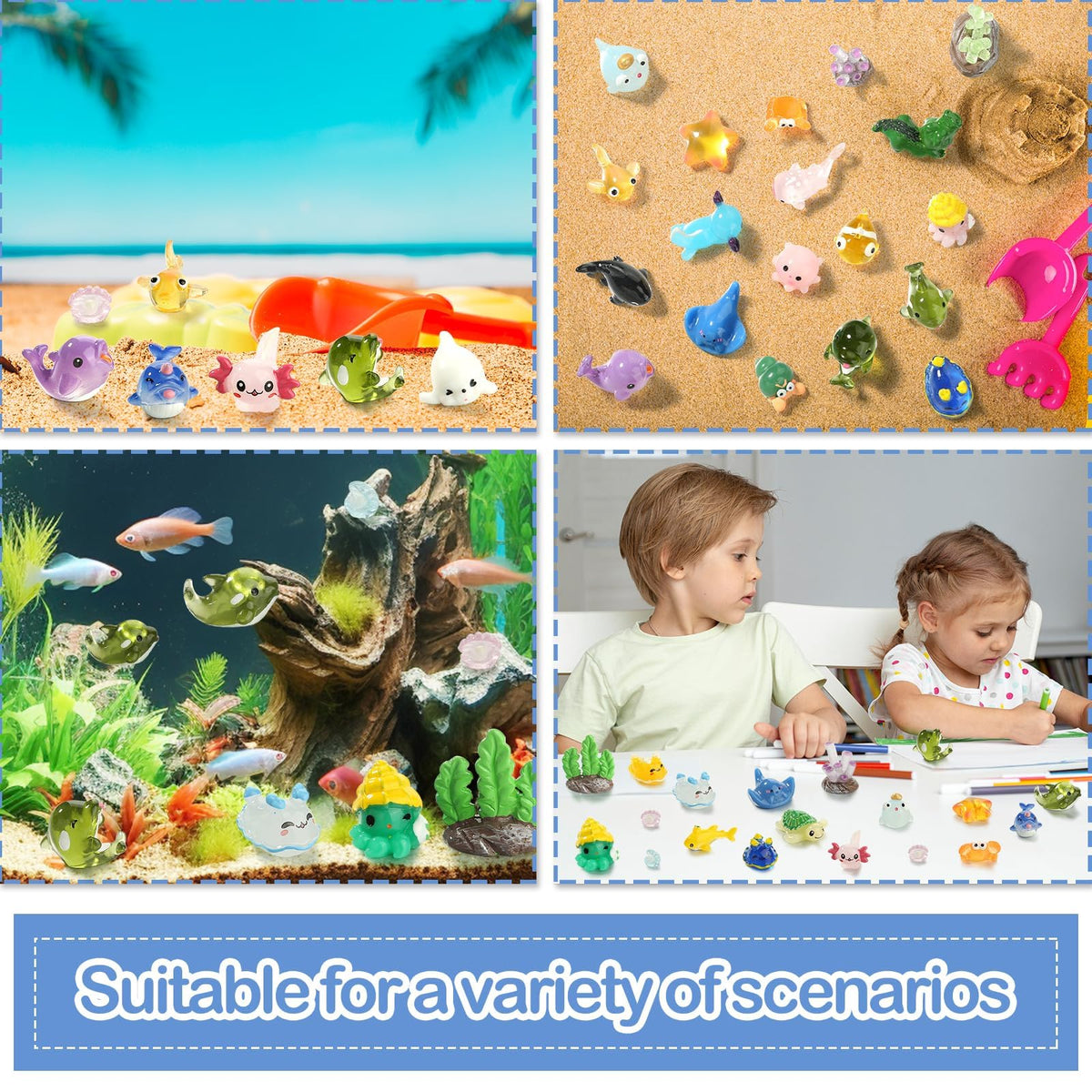 dsooldre 48pcs Mini Ocean Resin Animals for Aquariums and Fairy Gardens
