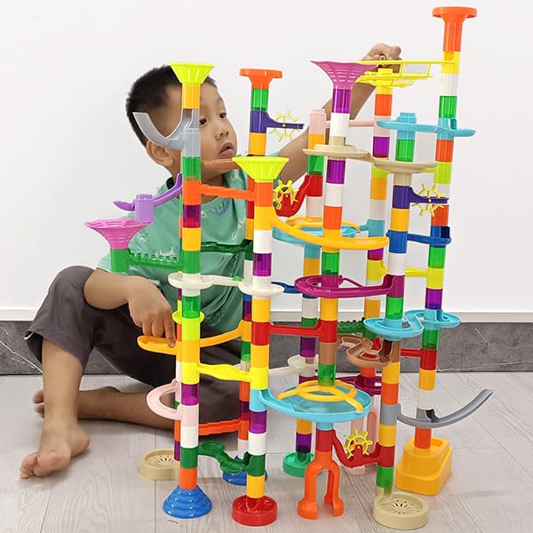 DSPITWOD Marble Run 200Pcs – Glow-in-Dark Maze Race Track Set for Kids | STEM Building Toy