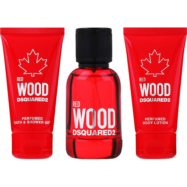 DSquared² Red Wood Gift Set 50ml EDT + 50ml Body Lotion + 50ml Shower Gel