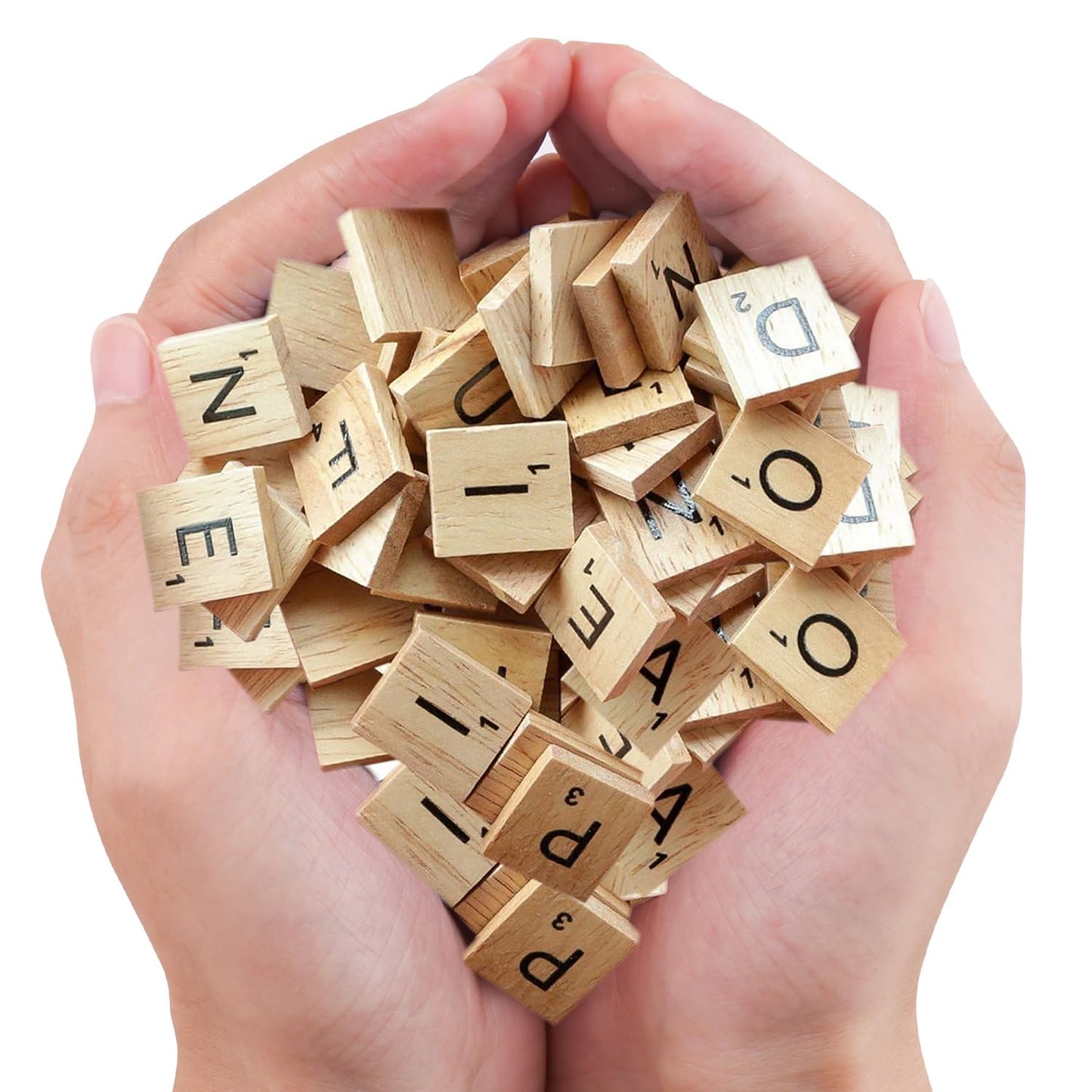 DSYJ 100 Pcs Wood Scrabble Tiles — Premium Letters for Crafts, Spelling & DIY Projects