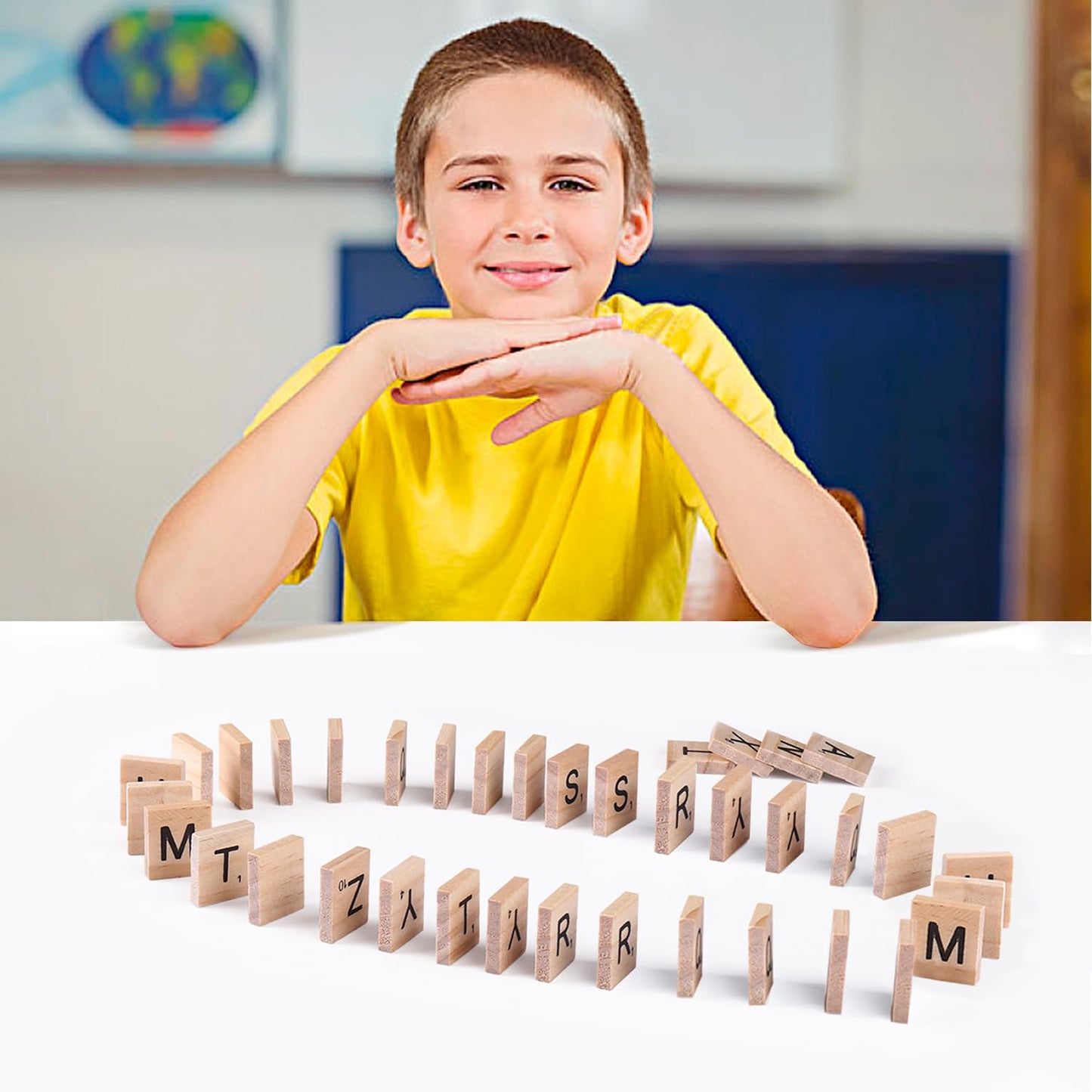 DSYJ 100 Pcs Wood Scrabble Tiles — Premium Letters for Crafts, Spelling & DIY Projects