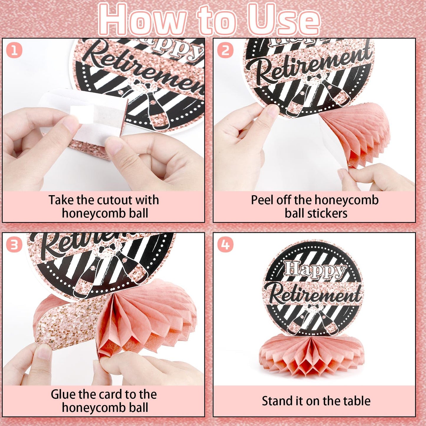 DTOFOOT 10 Pcs Retirement Party Decorations | Rose Gold Honeycomb Centerpieces