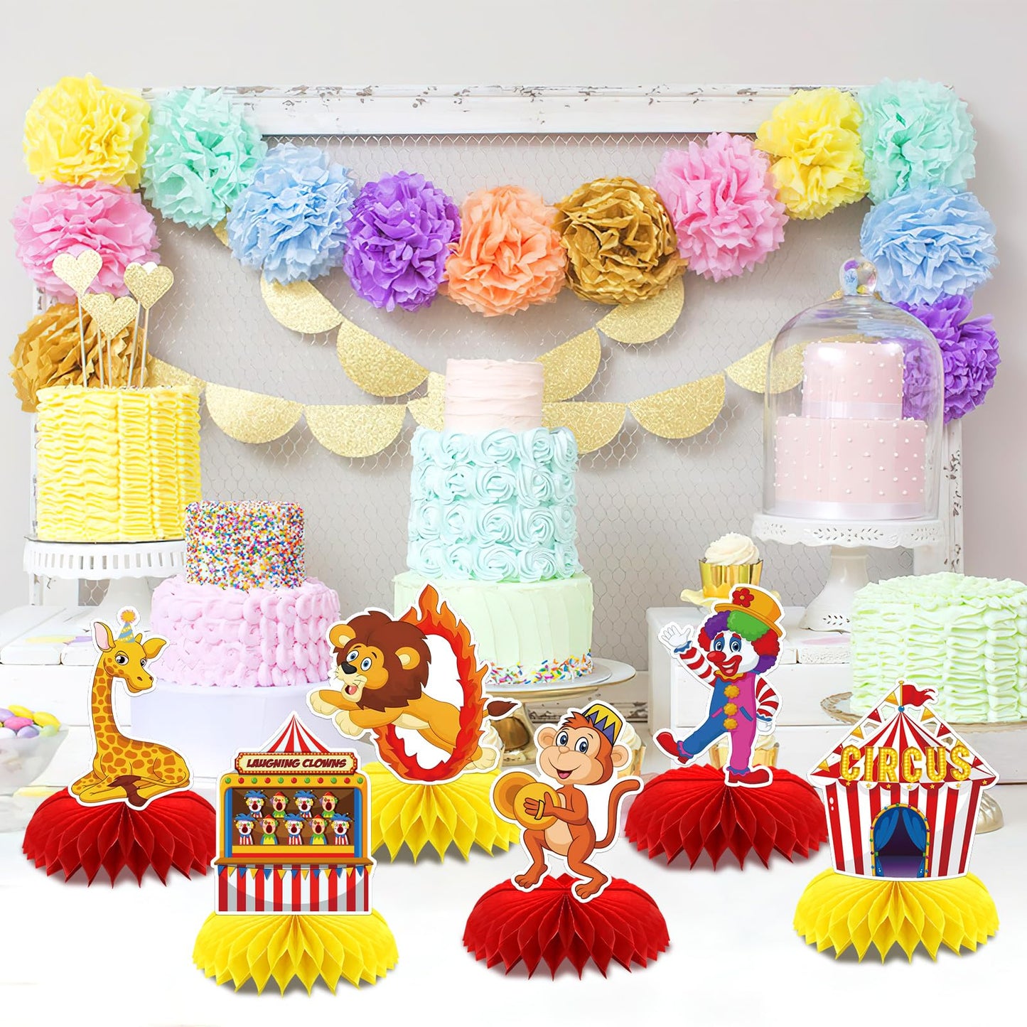 DTOFOOT 10Pcs Carnival Honeycomb Centerpieces – Circus Theme Table Decorations