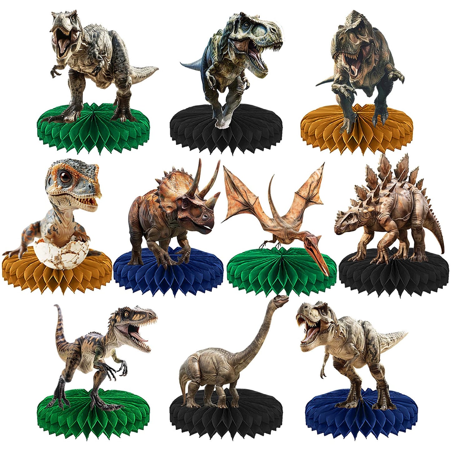 DTOFOOT 10 Pcs Dinosaur Party Decorations – 3D Honeycomb Centerpieces for Birthday Parties