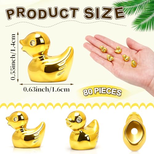 DTOFOOT 80 Pieces Gold Mini Ducks Figurines – Resin Little Ducks for Home Decor, Vase Fillers & Party Decorations