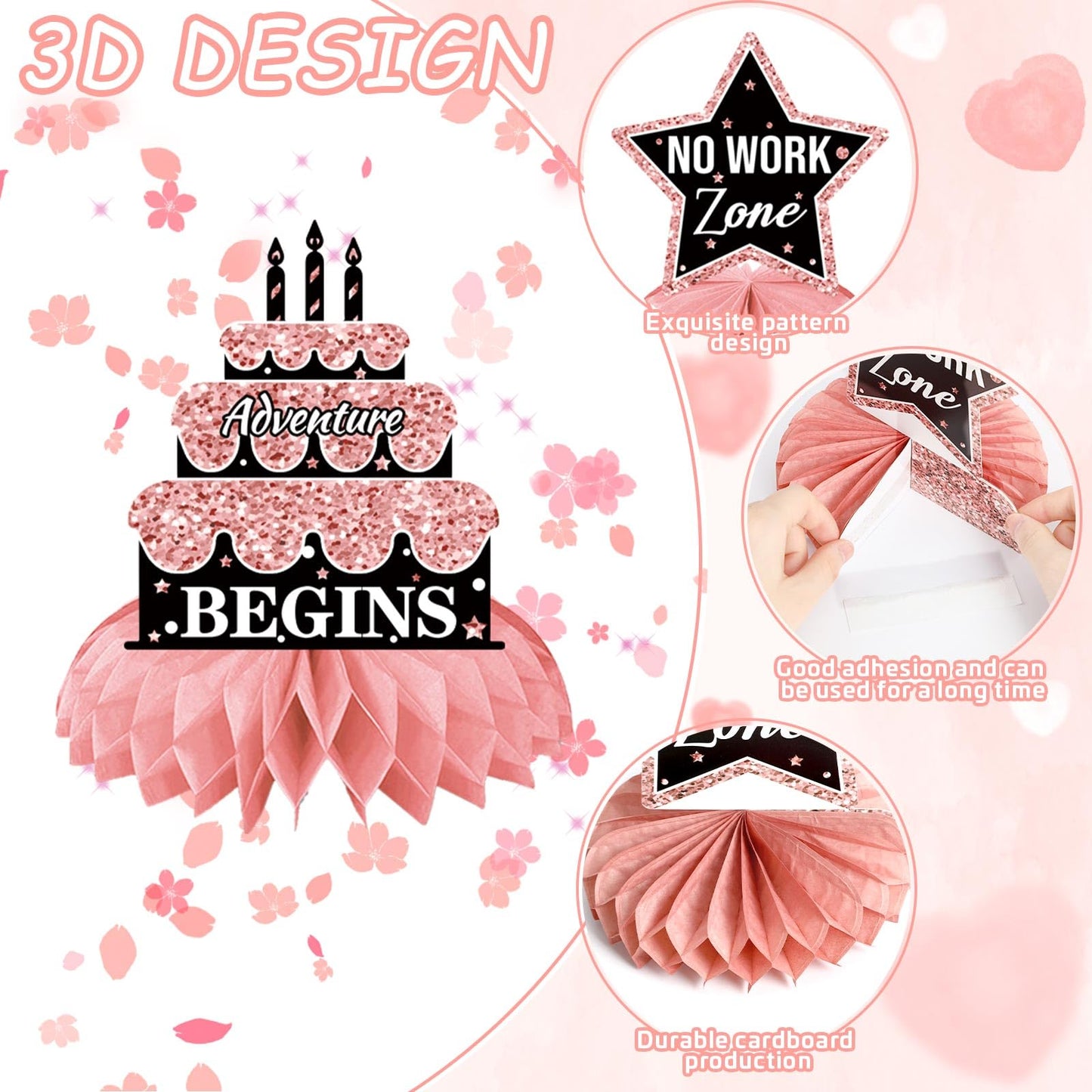 DTOFOOT 10 Pcs Retirement Party Decorations | Rose Gold Honeycomb Centerpieces