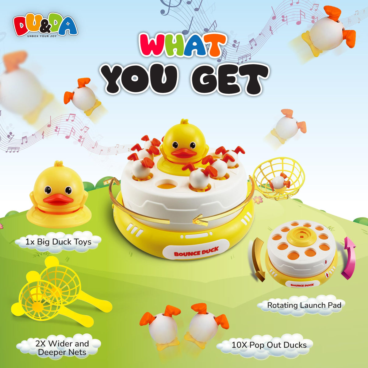 DU&DA Pop Up Duck Catch Game – Interactive Bouncing Toy for Kids Aged 3+