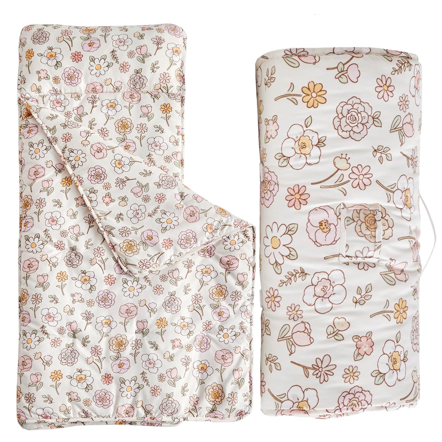 DuShow Toddler Nap Mat with Removable Pillow | Floral Ultra-Soft Slumber Bag for Preschool & Daycare