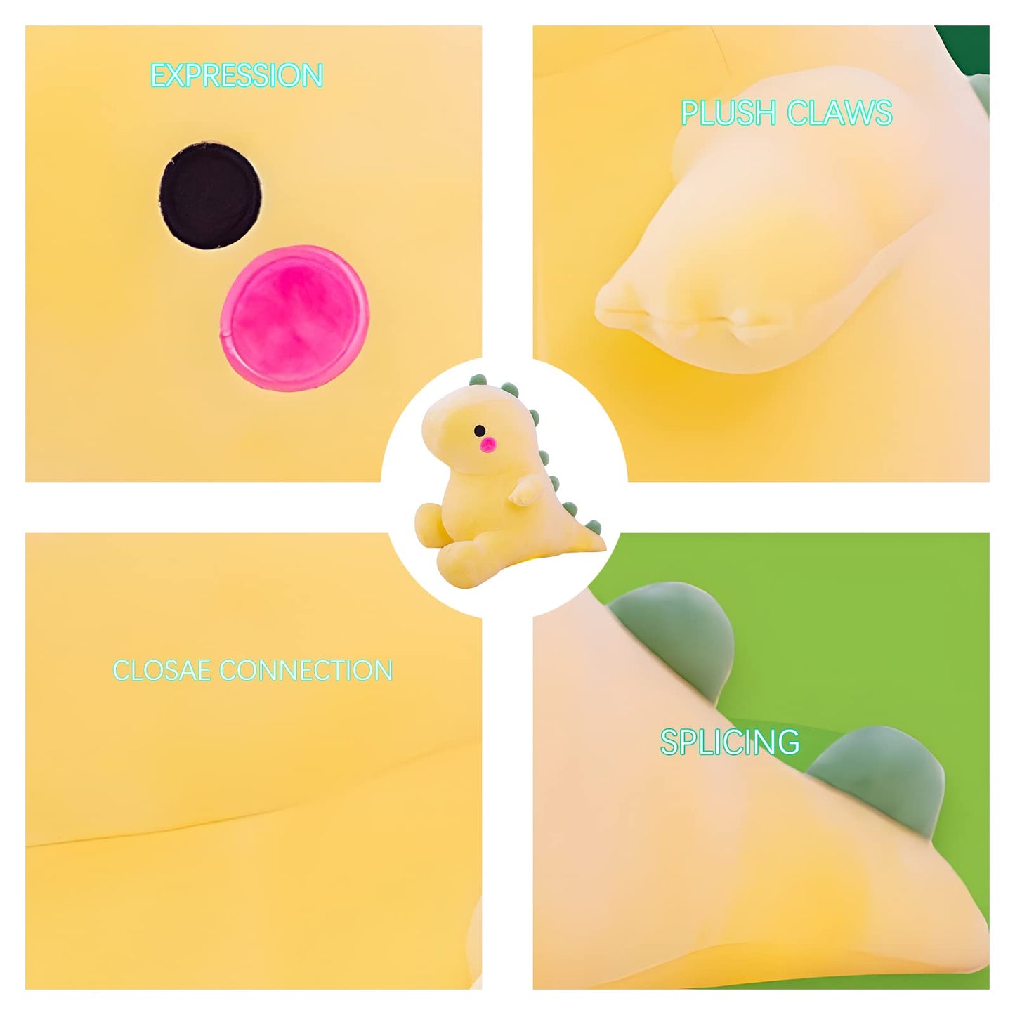 DUANMUL 23in Yellow Cute Dinosaur Plush Toy – Fat Dino Stuffed Animal for Kids