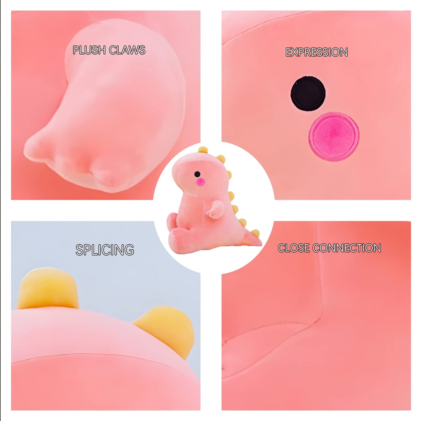 DUANMUL Cute Dinosaur Plush Toys - Pink 13-inch | Soft Dino Plushies for Kids