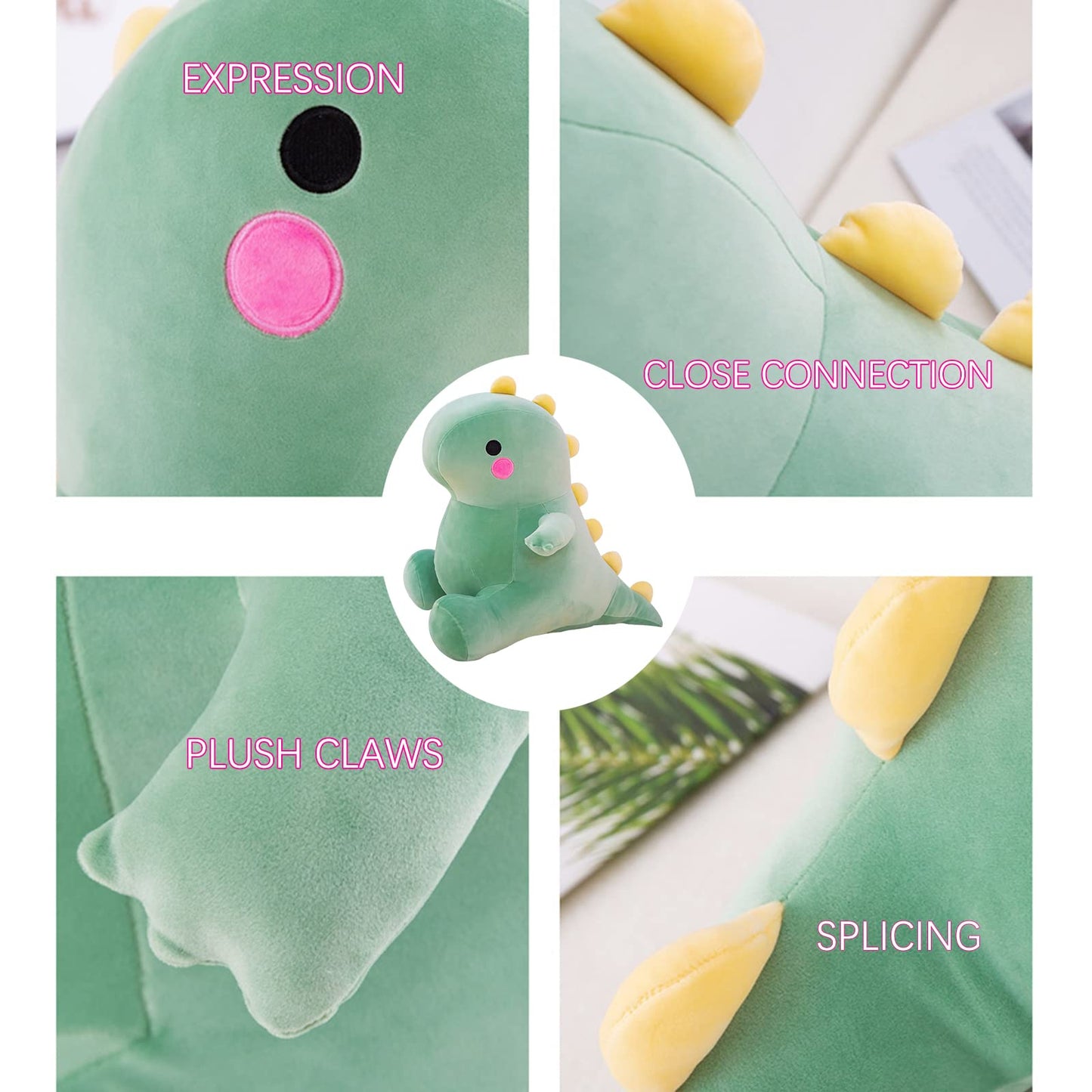 DUANMUL Cute Dinosaur Plush Toy - 13in Green Dino Stuffed Animal for Kids