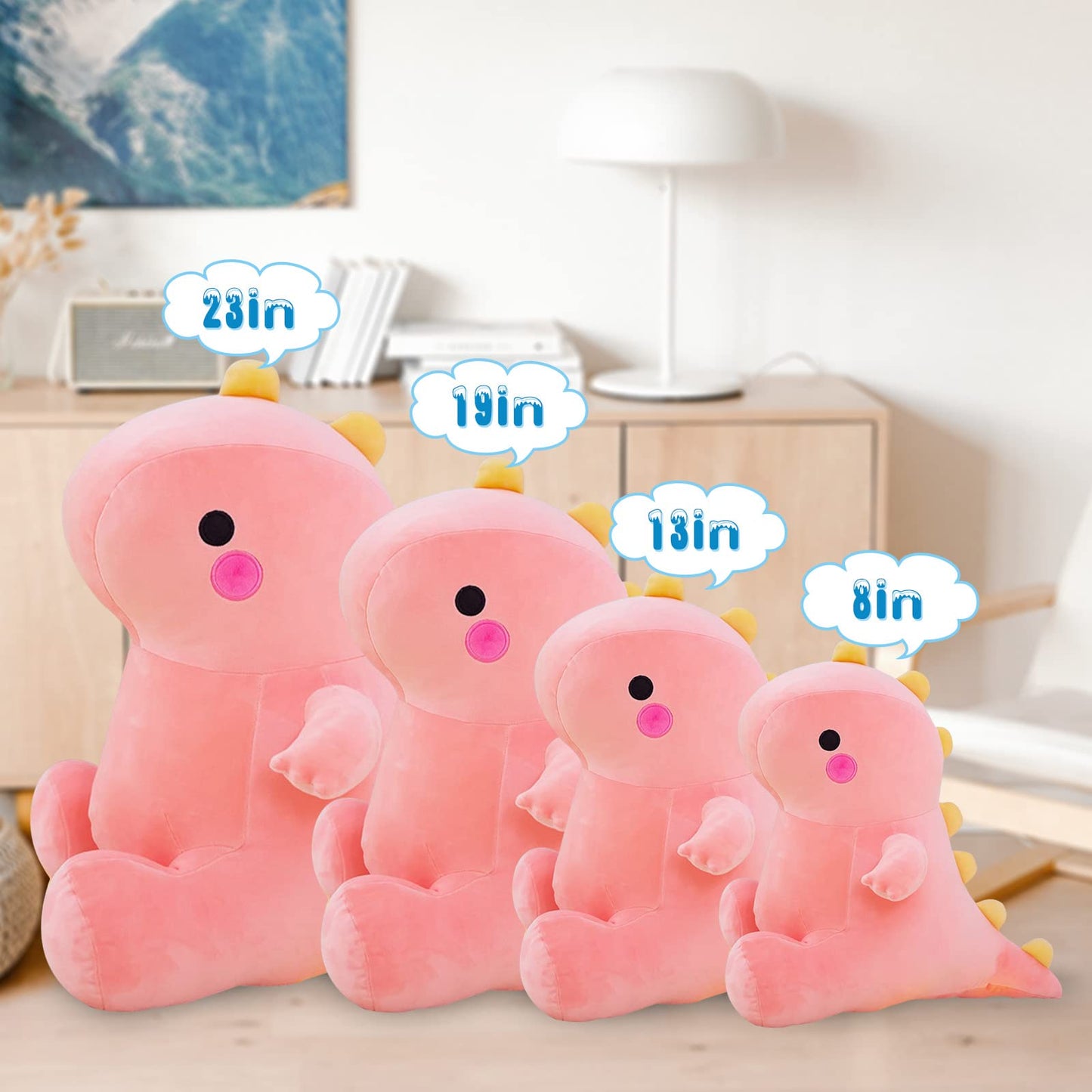DUANMUL Cute Dinosaur Plush Toys - Pink 13-inch | Soft Dino Plushies for Kids
