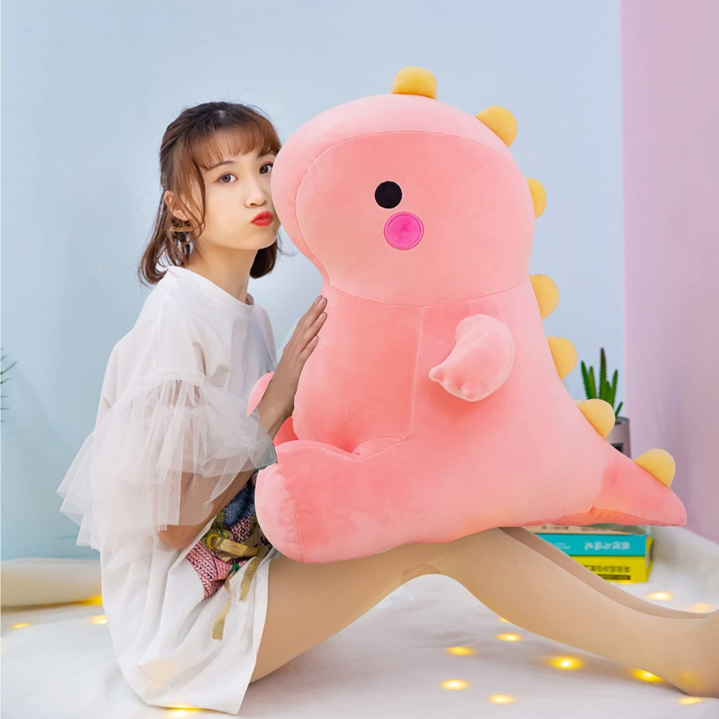 DUANMUL Cute Dinosaur Plush Toys - Pink 13-inch | Soft Dino Plushies for Kids