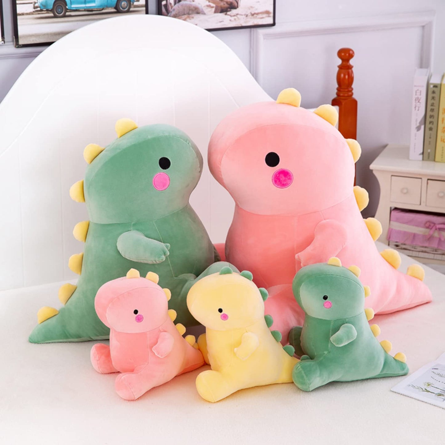 DUANMUL Cute Dinosaur Plush Toys - Pink 13-inch | Soft Dino Plushies for Kids