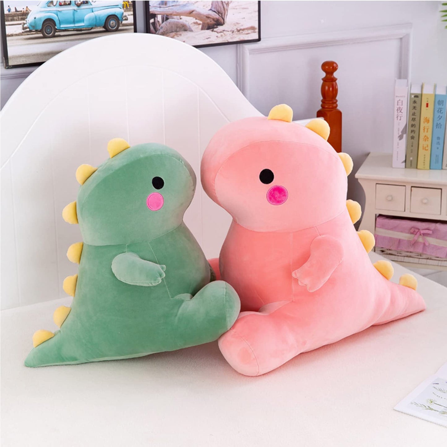 DUANMUL Cute Dinosaur Plush Toy - 13in Green Dino Stuffed Animal for Kids