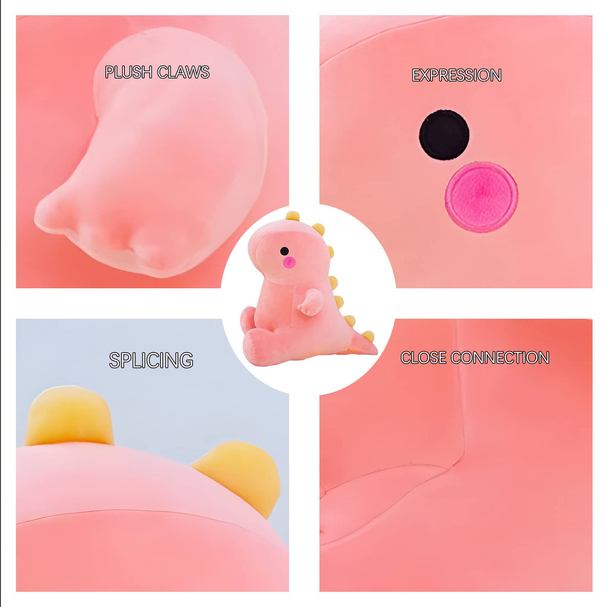 DUANMUL Cute Dinosaur Plush Toys – Pink 8in Soft Dino for Kids