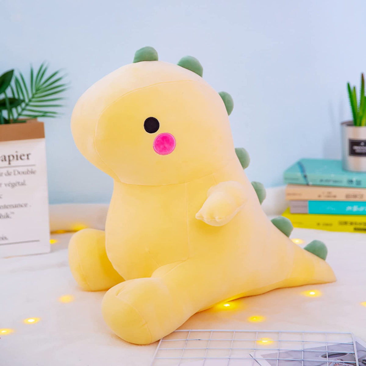 DUANMUL Plush Dinosaur Toy - 8in Soft Yellow Dino Doll for Kids | Safe & Cuddly Gift