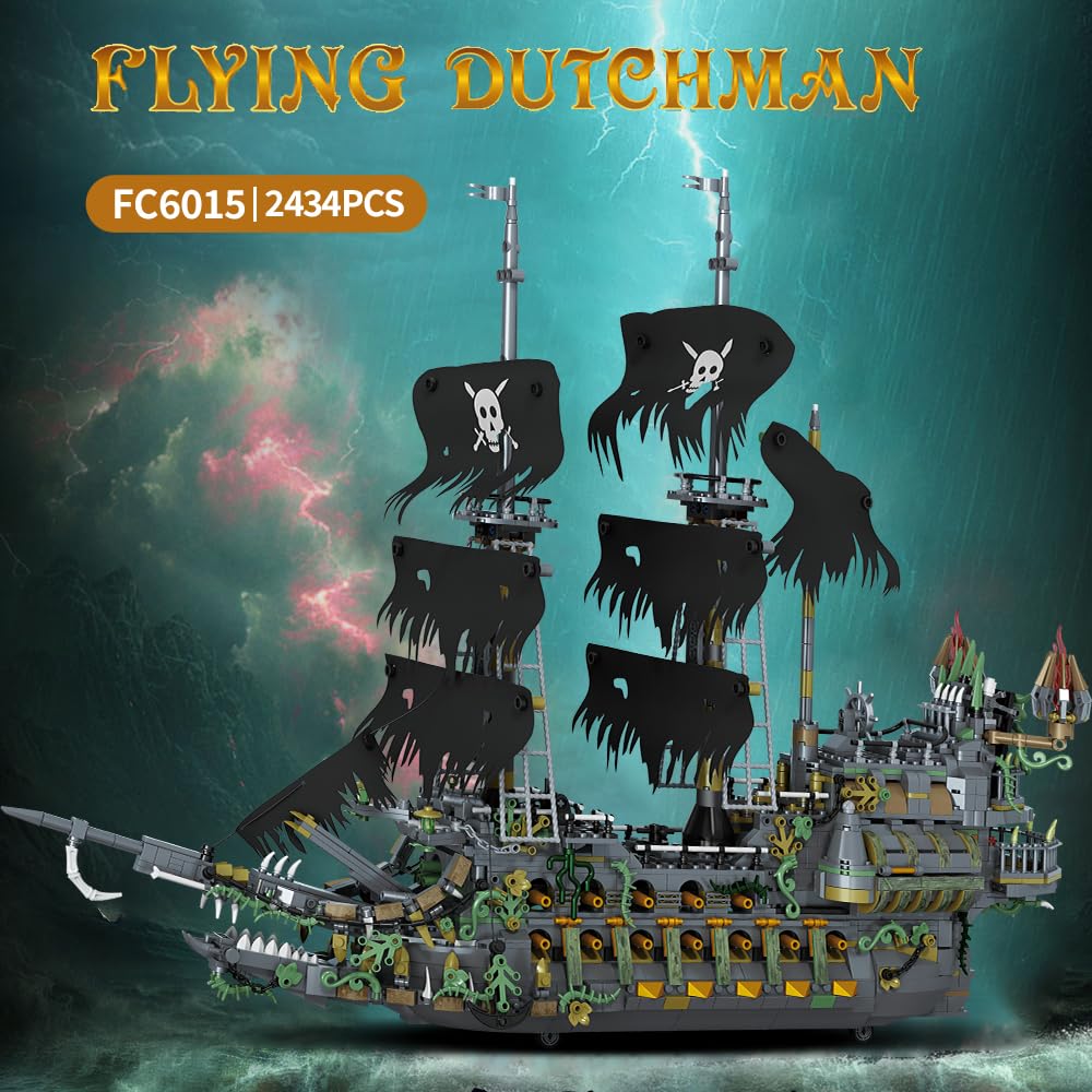 DUANT 39107 The Flying Dutchman Pirate Ship Building Kit — 2434 Pieces with Display Stand
