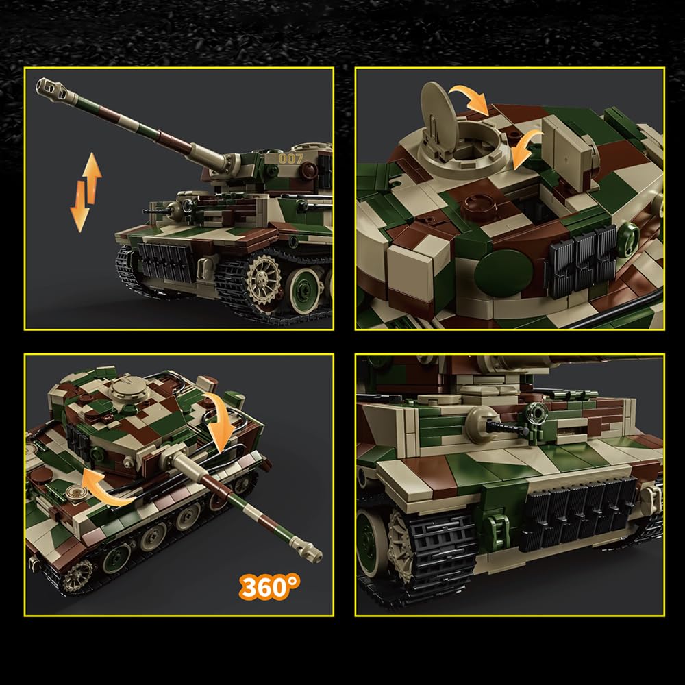 DUANT 39061 German Tiger Tank No. 7 Building Block Set – 1:28 Scale, 1603 Pieces