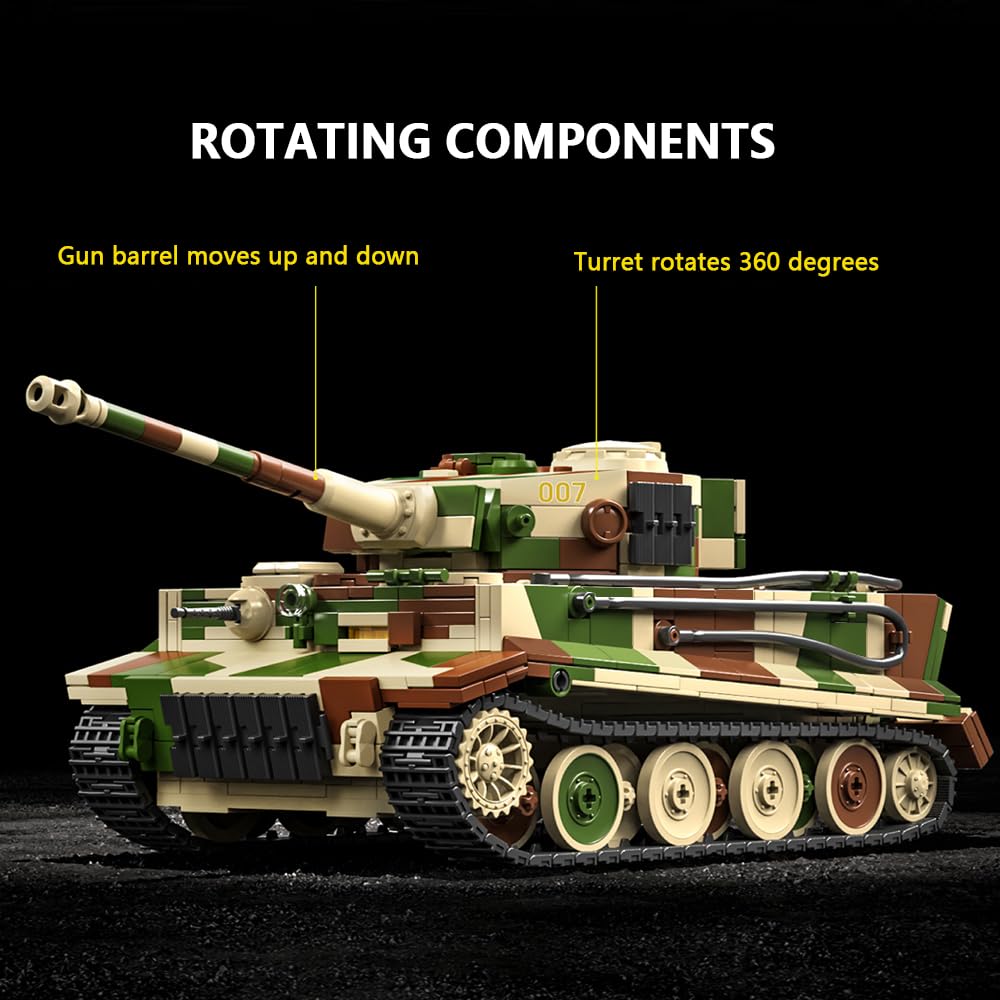 DUANT 39061 German Tiger Tank No. 7 Building Block Set – 1:28 Scale, 1603 Pieces