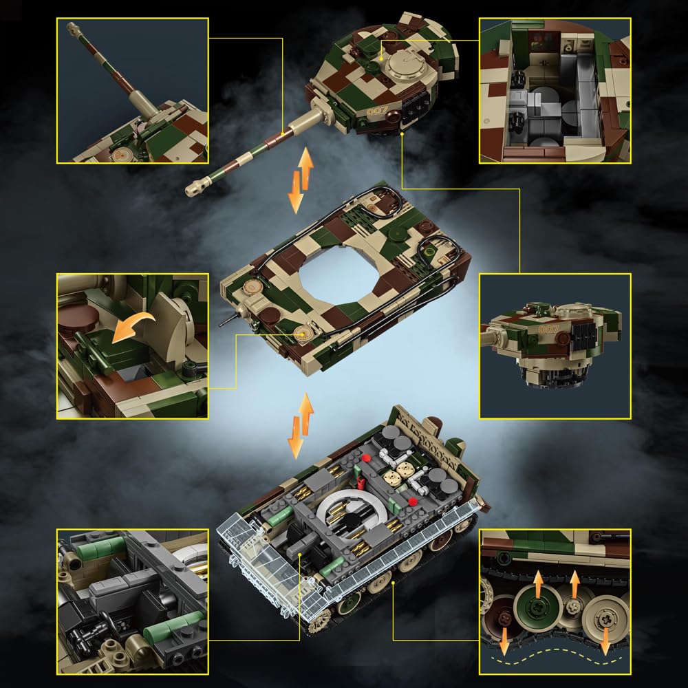 DUANT 39061 German Tiger Tank No. 7 Building Block Set – 1:28 Scale, 1603 Pieces
