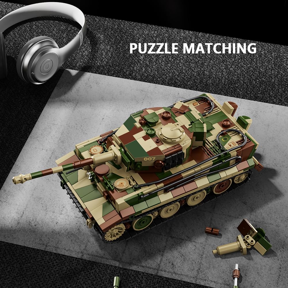 DUANT 39061 German Tiger Tank No. 7 Building Block Set – 1:28 Scale, 1603 Pieces