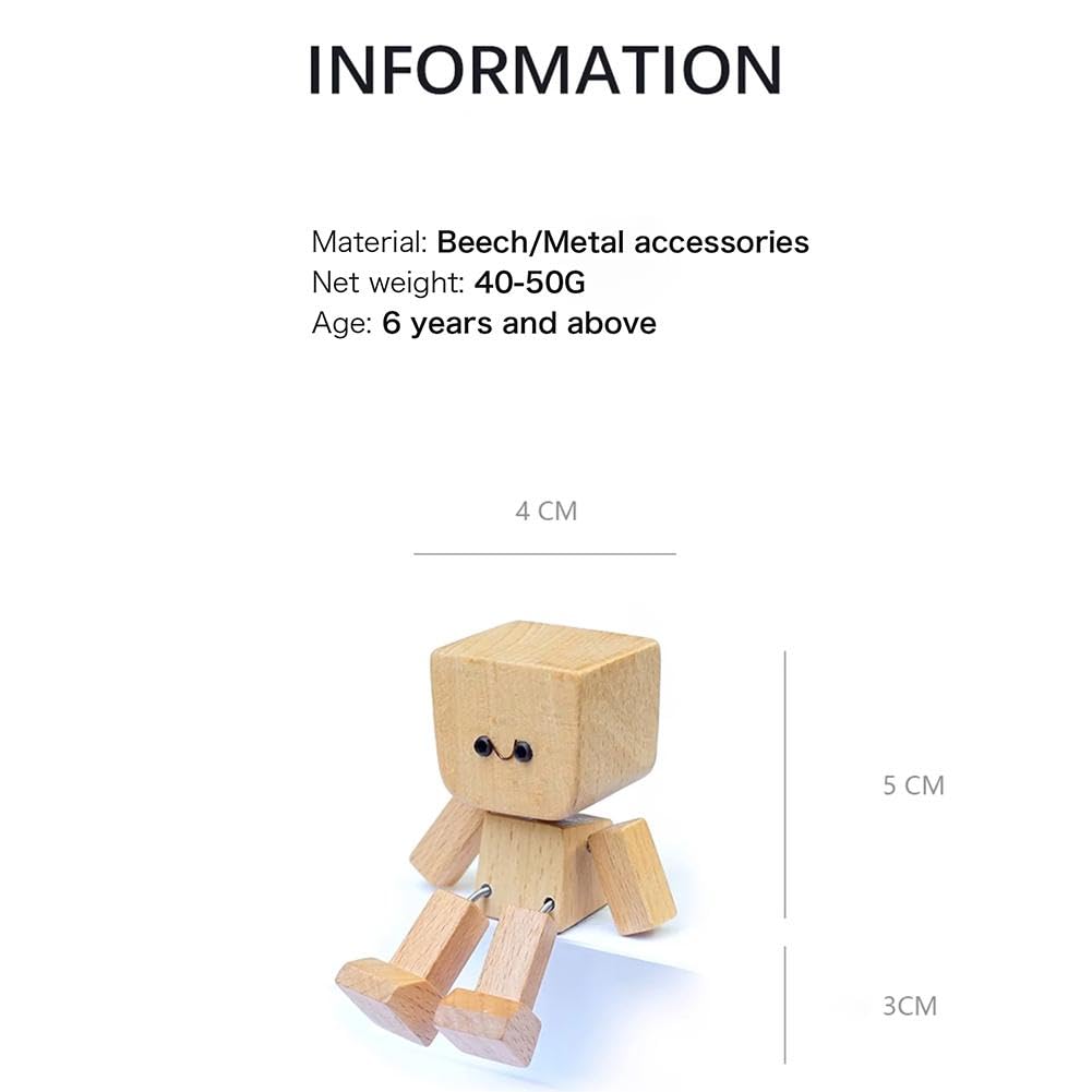 DUARIHA Shaking Wooden Man Figurine — 12 Magnetic Expressions for Car & Desk Decor