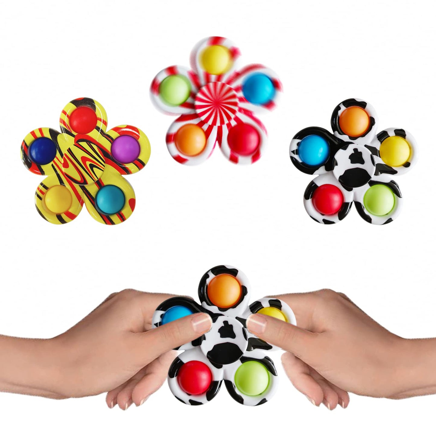 DUBANJOWE 12 Pcs Pop Bubble Fidget Spinner Set – Sensory Toys for Classrooms, Parties & Gifts