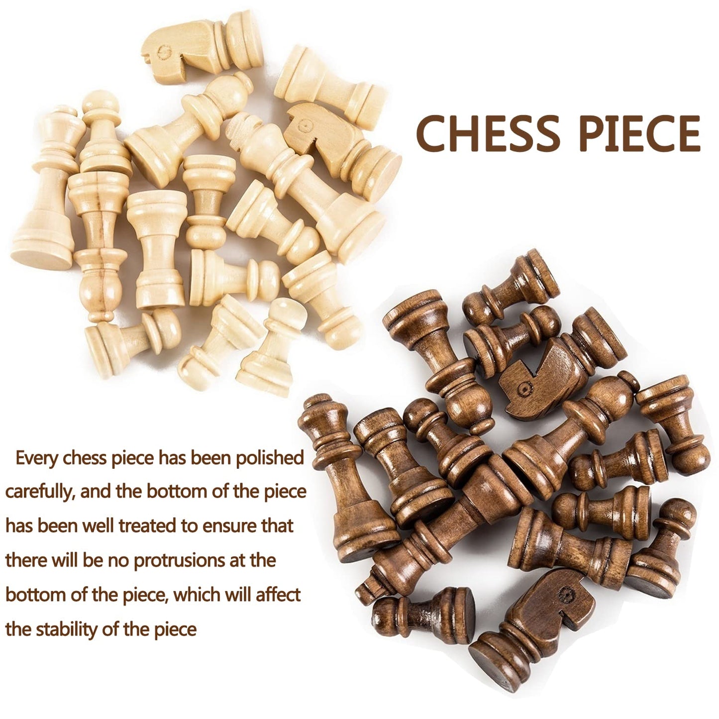 DUBSTAR 17-Inch Wooden Chess Set with Folding Storage — 3-in-1 Board (Chess, Backgammon, Checkers)
