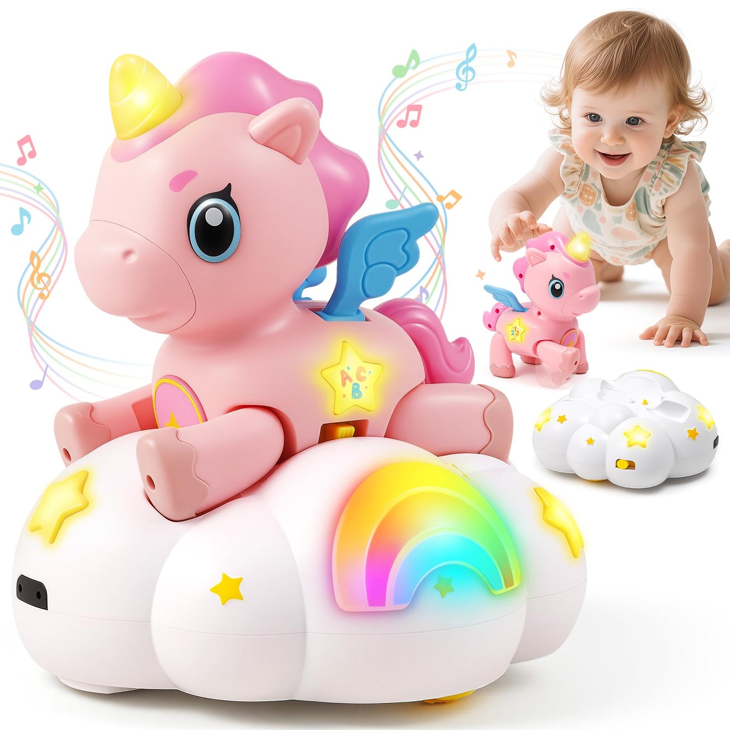 Duchong Baby Toy 6-12 Months – Follow-Me Unicorn with Lights & Music