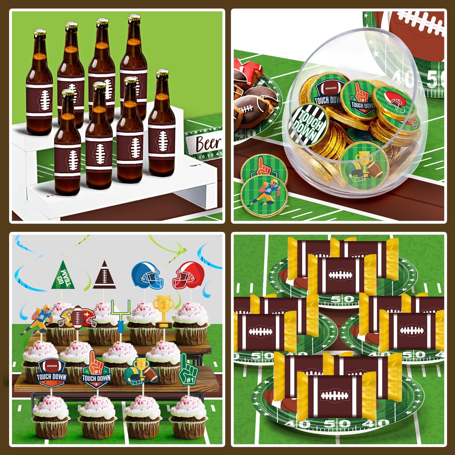 Duchong 168 Pcs Football Party Decorations – Gameday Tableware, Balloons & Banner