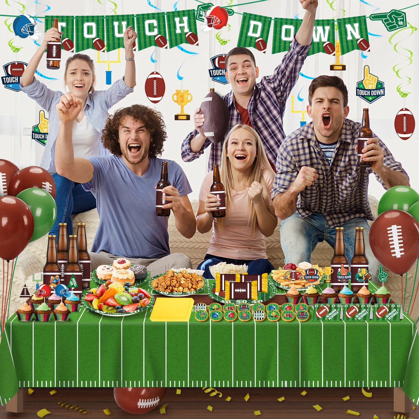 Duchong 168 Pcs Football Party Decorations – Gameday Tableware, Balloons & Banner
